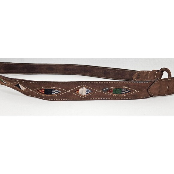 Womens Suede Brown Belt Southwest Weave Cutout Design Western Cowgirl Size 38 - Picture 6 of 6
